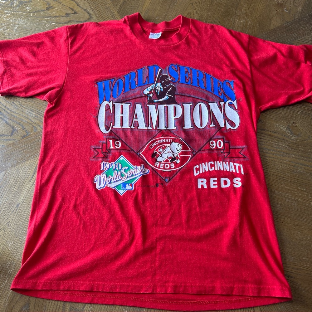 Vintage Cincinnati Reds 1990 World Series Champions T-Shirt Single Stitched XL